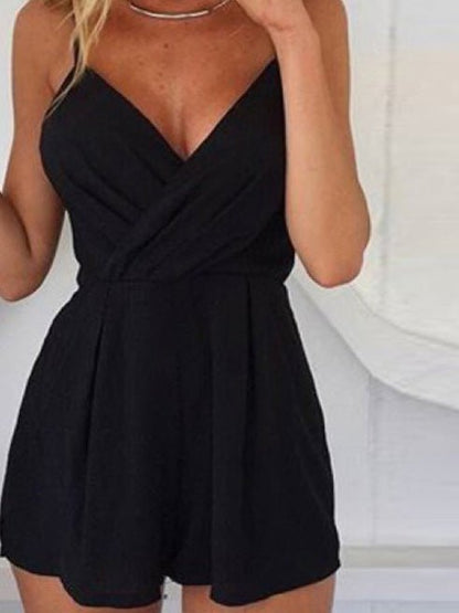 Women's Jumpsuits Loose Sling V-Neck Sleeveless Jumpsuit - Jumpsuits - Instastyled | Online Fashion Free Shipping Clothing, Dresses, Tops, Shoes - 20-30 - 29/04/2022 - Bottoms