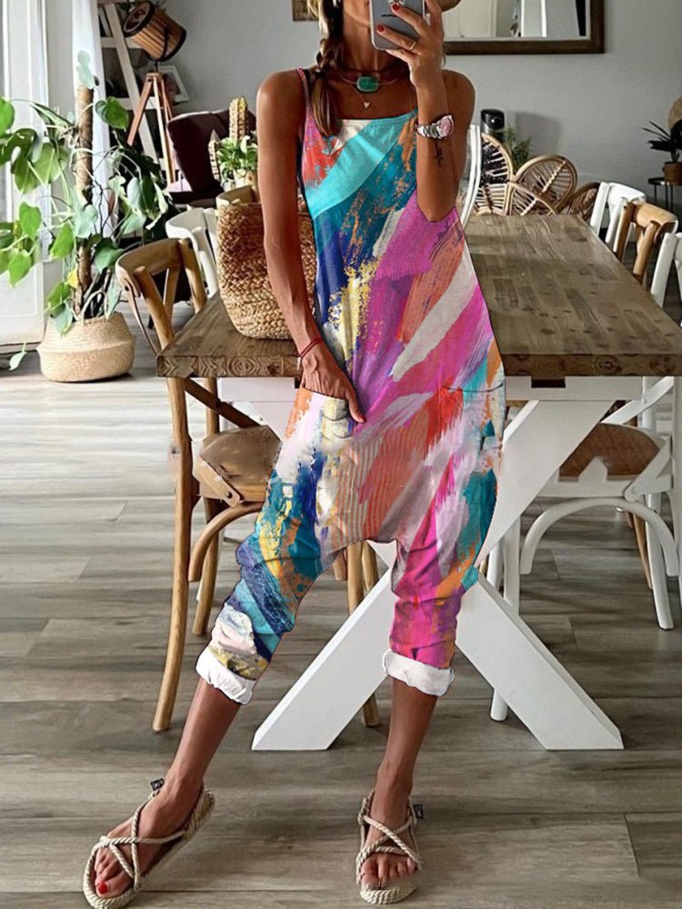 Women's Jumpsuits Multicolor Print Pocket Bib Jumpsuit - Jumpsuits - Instastyled | Online Fashion Free Shipping Clothing, Dresses, Tops, Shoes - 15/10/2022 - 40-50 - bottoms