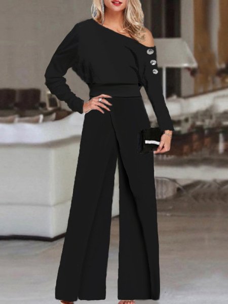 Women's Jumpsuits Off Shoulder Long Sleeve Wide Leg Jumpsuit - Jumpsuits - Instastyled | Online Fashion Free Shipping Clothing, Dresses, Tops, Shoes - 05/11/2022 - 30-40 - bottoms