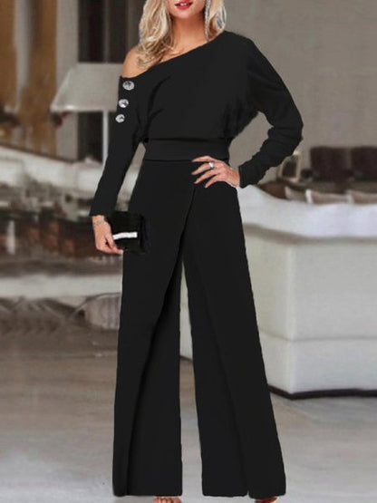 Women's Jumpsuits Off Shoulder Long Sleeve Wide Leg Jumpsuit - Jumpsuits - Instastyled | Online Fashion Free Shipping Clothing, Dresses, Tops, Shoes - 05/11/2022 - 30-40 - bottoms