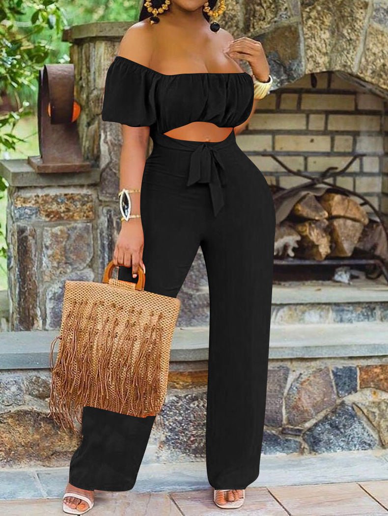 Women's Jumpsuits One-Shoulder Hollow Backless Jumpsuit - Jumpsuits - Instastyled | Online Fashion Free Shipping Clothing, Dresses, Tops, Shoes - 26/07/2022 - Bottoms - Color_Black