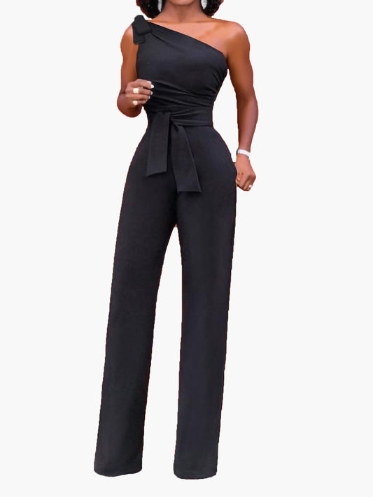 Women's Jumpsuits One Shoulder Lace Up Jumpsuits - Jumpsuits - Instastyled | Online Fashion Free Shipping Clothing, Dresses, Tops, Shoes - 11/10/2022 - 40-50 - bottoms