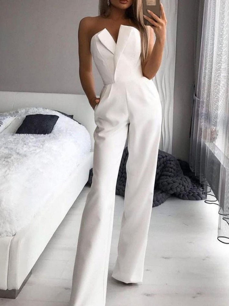 Women's Jumpsuits One-Shoulder Pocket Sleeveless Jumpsuit - Jumpsuits - Instastyled | Online Fashion Free Shipping Clothing, Dresses, Tops, Shoes - 05/08/2022 - Bottoms - Color_Red