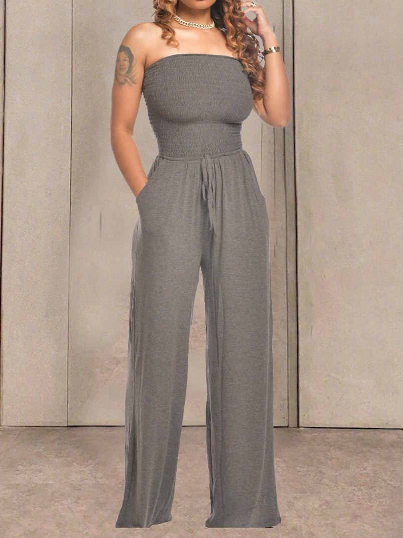 Women's Jumpsuits One-Shoulder Pocket Wide-Leg Jumpsuit - Jumpsuits - Instastyled | Online Fashion Free Shipping Clothing, Dresses, Tops, Shoes - 19/07/2022 - 40-50 - bottoms