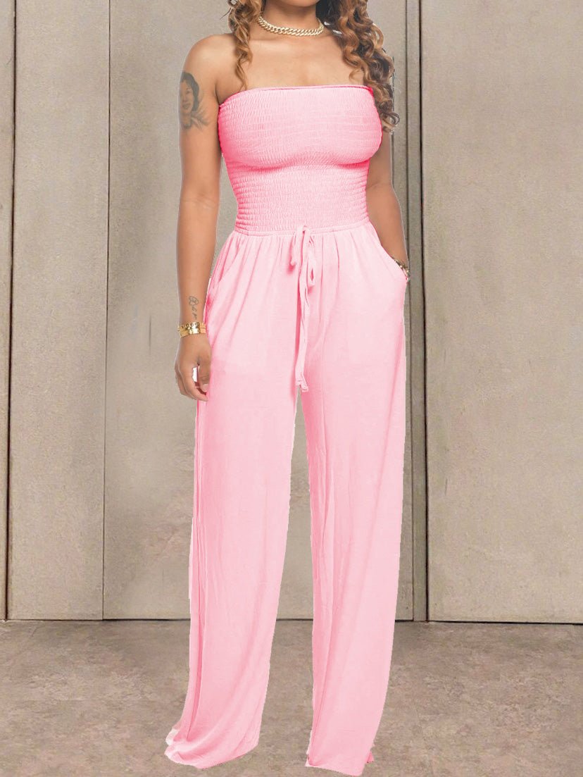 Women's Jumpsuits One-Shoulder Pocket Wide-Leg Jumpsuit - Jumpsuits - Instastyled | Online Fashion Free Shipping Clothing, Dresses, Tops, Shoes - 19/07/2022 - 40-50 - bottoms