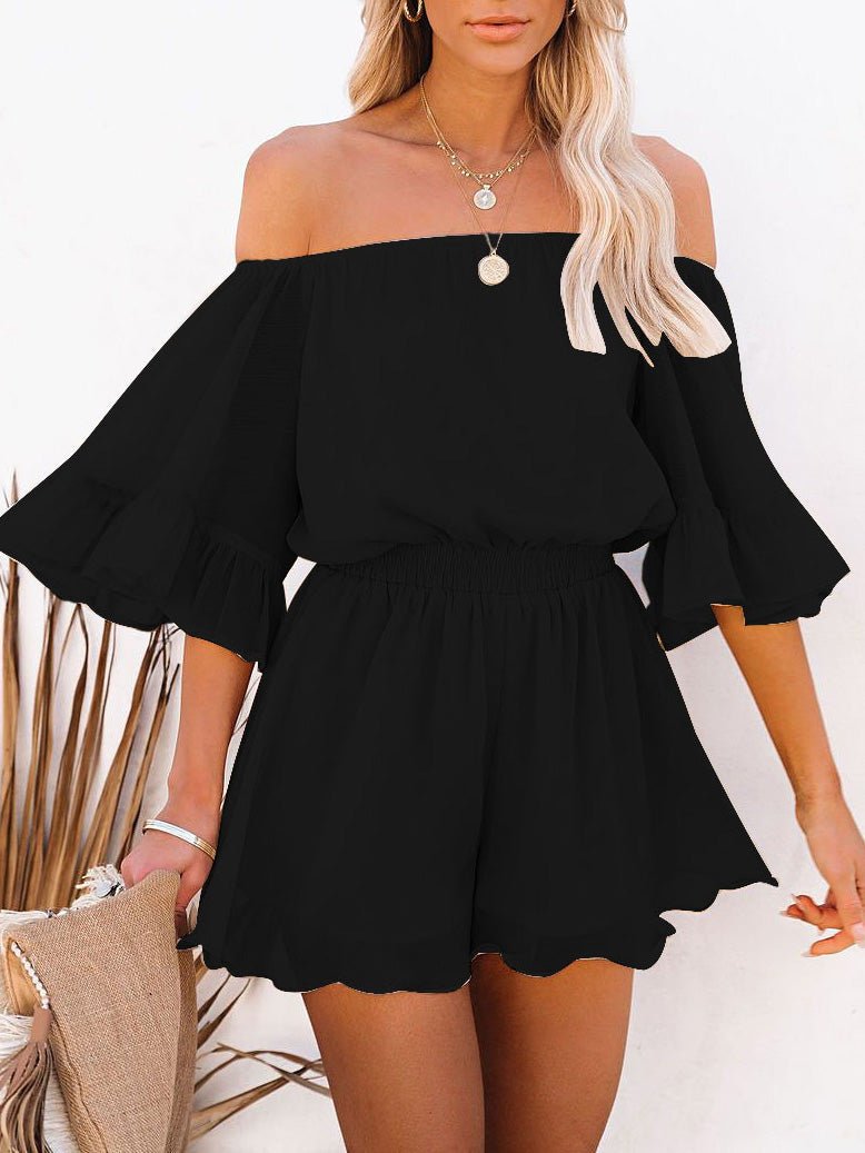 Women's Jumpsuits One-Shoulder Short Sleeve Solid Chiffon Jumpsuit - Jumpsuits - Instastyled | Online Fashion Free Shipping Clothing, Dresses, Tops, Shoes - 20/05/2022 - 40-50 - Bottoms