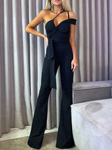 Women's Jumpsuits One-Shoulder Sling Belted Slim-Fit Jumpsuit - Jumpsuits & Rompers - Instastyled | Online Fashion Free Shipping Clothing, Dresses, Tops, Shoes - 04/01/2022 - 40-50 - Bottoms
