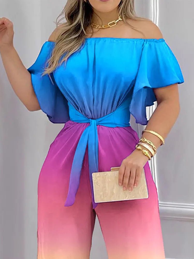 Women's Jumpsuits One-Shoulder Tie-Up Short Sleeve Jumpsuit - Jumpsuits - Instastyled | Online Fashion Free Shipping Clothing, Dresses, Tops, Shoes - 18/05/2022 - 40-50 - Bottoms