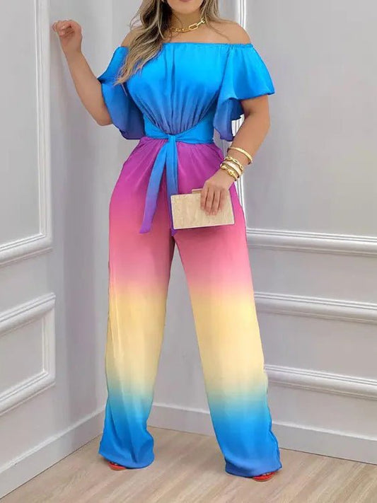 Women's Jumpsuits One-Shoulder Tie-Up Short Sleeve Jumpsuit - Jumpsuits - Instastyled | Online Fashion Free Shipping Clothing, Dresses, Tops, Shoes - 18/05/2022 - 40-50 - Bottoms