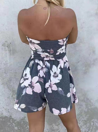 Women's Jumpsuits One-Shoulder Tube Top Printed Pocket Jumpsuit - Jumpsuits - Instastyled | Online Fashion Free Shipping Clothing, Dresses, Tops, Shoes - 18/03/2022 - 20-30 - Bottoms