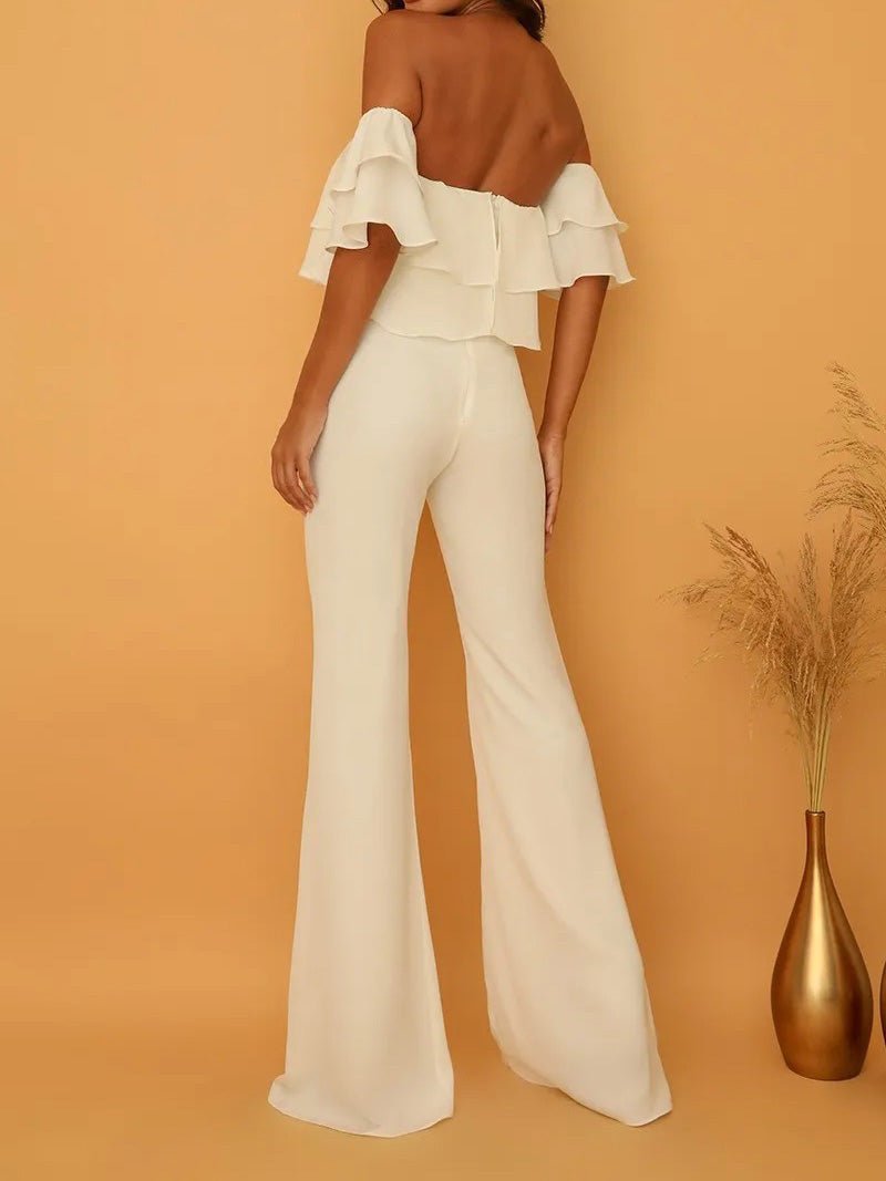 Women's Jumpsuits One Word Collar Ruffled Solid Jumpsuit - Jumpsuits - Instastyled | Online Fashion Free Shipping Clothing, Dresses, Tops, Shoes - 06/04/2022 - 40-50 - Bottoms