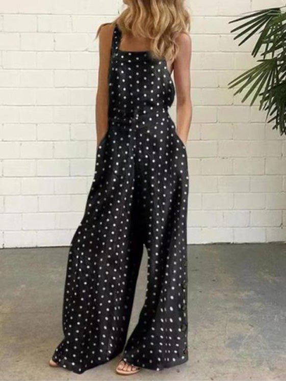 Women's Jumpsuits Polka Dot Print Button Sleeveless Pocket Jumpsuit - Jumpsuits - Instastyled | Online Fashion Free Shipping Clothing, Dresses, Tops, Shoes - 01/07/2022 - 30-40 - Bottoms