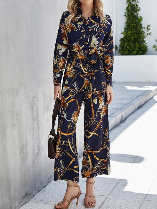 Women's Jumpsuits Printed Lace-Up Wide-Leg Jumpsuit - Jumpsuits - Instastyled | Online Fashion Free Shipping Clothing, Dresses, Tops, Shoes - 20/09/2022 - 40-50 - bottoms