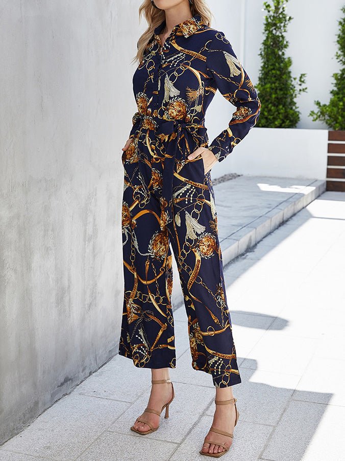 Women's Jumpsuits Printed Lace-Up Wide-Leg Jumpsuit - Jumpsuits - Instastyled | Online Fashion Free Shipping Clothing, Dresses, Tops, Shoes - 20/09/2022 - 40-50 - bottoms