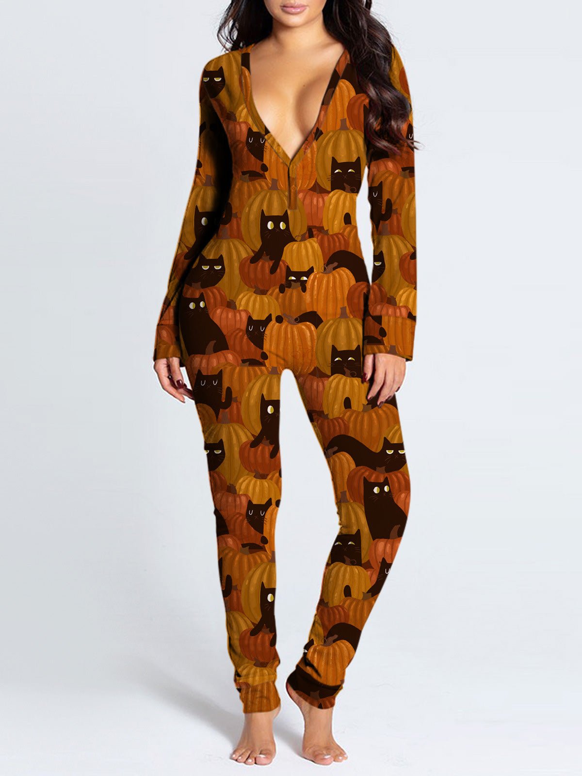 Women's Jumpsuits Printed Long Sleeve Loungewear Jumpsuit - Jumpsuits - Instastyled | Online Fashion Free Shipping Clothing, Dresses, Tops, Shoes - 19/08/2022 - Bottoms - Color_Orange