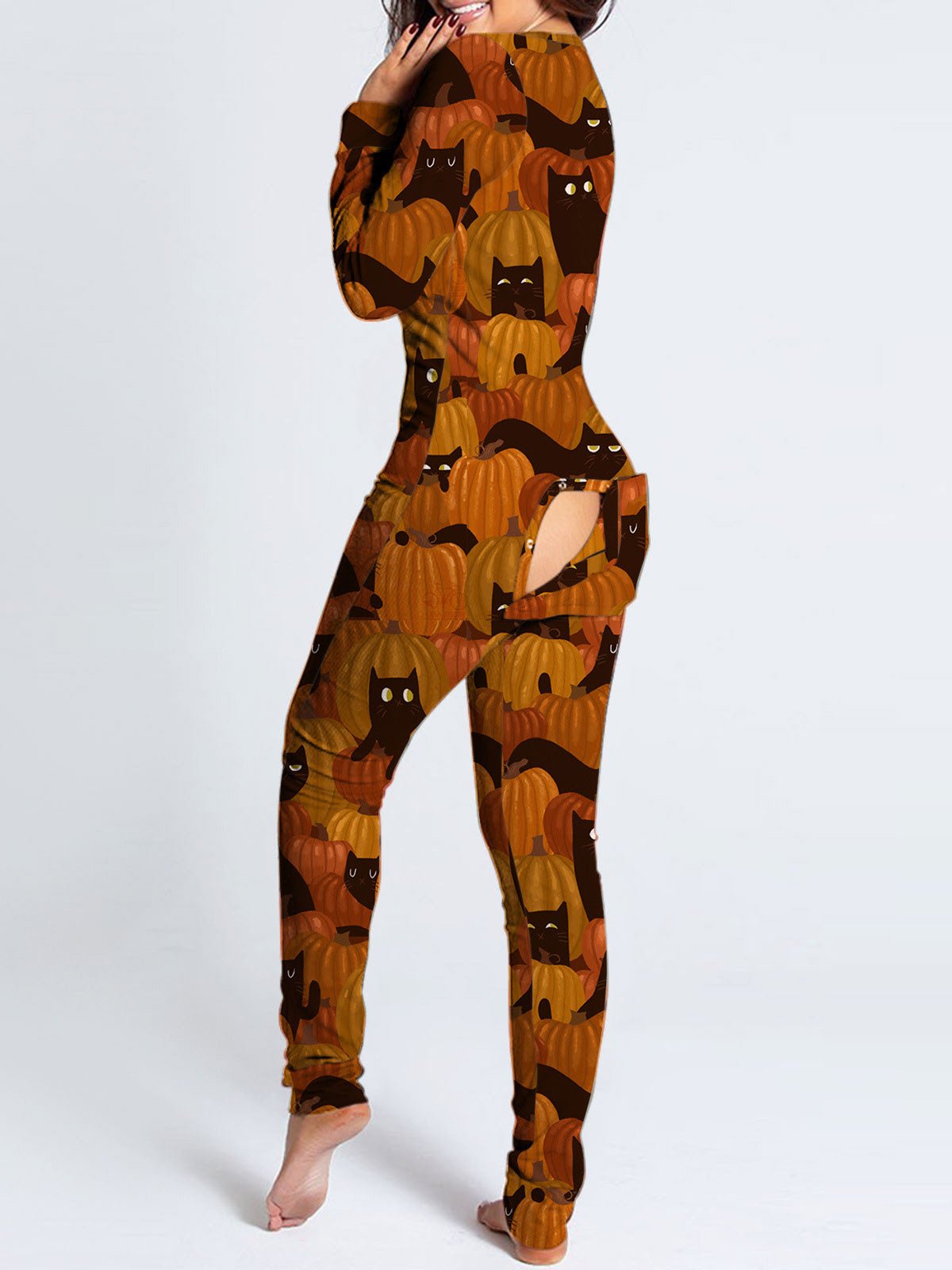 Women's Jumpsuits Printed Long Sleeve Loungewear Jumpsuit - Jumpsuits - Instastyled | Online Fashion Free Shipping Clothing, Dresses, Tops, Shoes - 19/08/2022 - Bottoms - Color_Orange