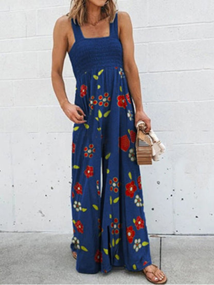 Women's Jumpsuits Printed Sleeveless Sling Casual Jumpsuit - Jumpsuits - Instastyled | Online Fashion Free Shipping Clothing, Dresses, Tops, Shoes - 23/02/2022 - Bottoms - color-blue