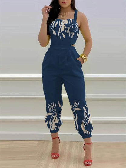 Women's Jumpsuits Printed Sling Bare Back Jumpsuit - Jumpsuits - Instastyled | Online Fashion Free Shipping Clothing, Dresses, Tops, Shoes - 25/04/2022 - 40-50 - Bottoms