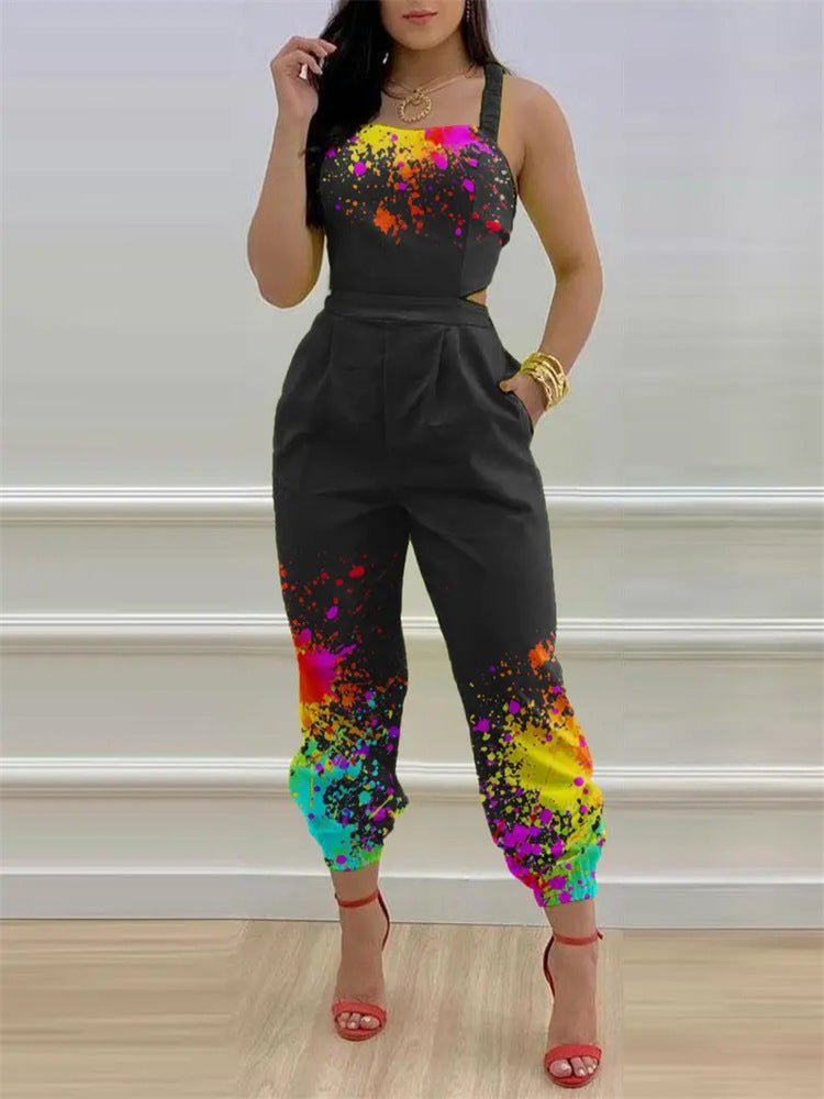 Women's Jumpsuits Printed Sling Bare Back Jumpsuit - Jumpsuits - Instastyled | Online Fashion Free Shipping Clothing, Dresses, Tops, Shoes - 25/04/2022 - 40-50 - Bottoms