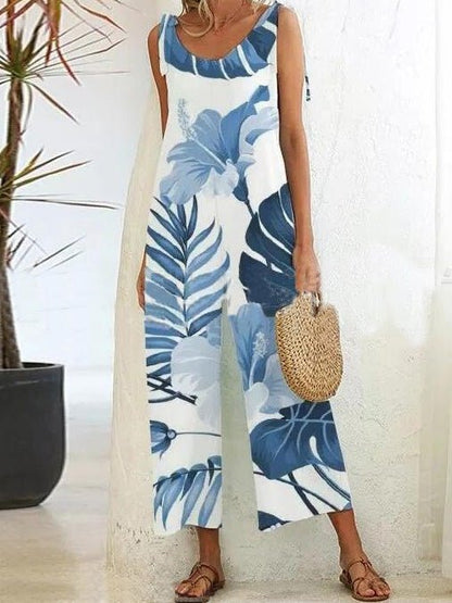 Women's Jumpsuits Printed Sling Belted Wide-Leg Jumpsuit - Jumpsuits - Instastyled | Online Fashion Free Shipping Clothing, Dresses, Tops, Shoes - 09/03/2022 - 30-40 - Bottoms