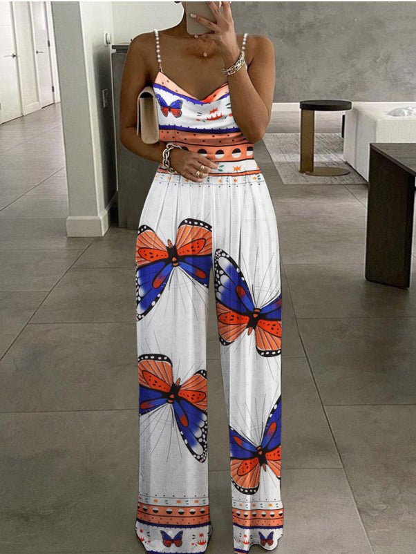 Women's Jumpsuits Printed Sling Sleeveless Wide-Leg Jumpsuit - Jumpsuits - Instastyled | Online Fashion Free Shipping Clothing, Dresses, Tops, Shoes - 24/04/2022 - Bottoms - Color_Black