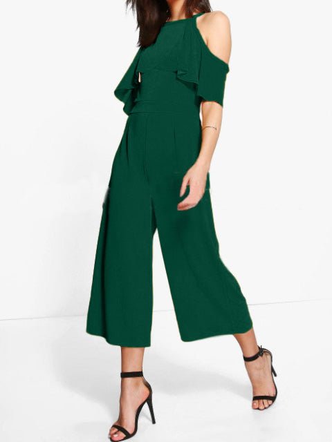 Women's Jumpsuits Ruffled Off-Shoulder Wide-Leg Jumpsuit - Jumpsuits - Instastyled | Online Fashion Free Shipping Clothing, Dresses, Tops, Shoes - 12/08/2022 - Bottoms - Color_Black