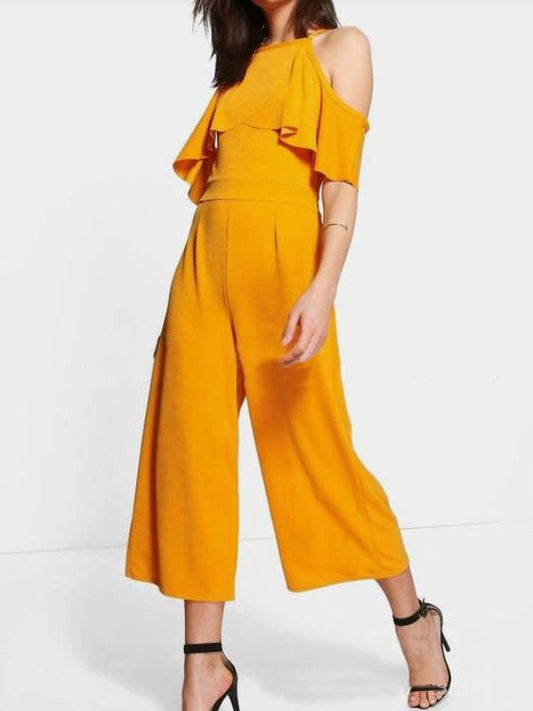 Women's Jumpsuits Ruffled Off-Shoulder Wide-Leg Jumpsuit - Jumpsuits - Instastyled | Online Fashion Free Shipping Clothing, Dresses, Tops, Shoes - 12/08/2022 - Bottoms - Color_Black