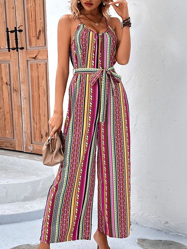 Jumpsuits - Sexy Striped Holiday Style Casual Sling Jumpsuit - MsDressly