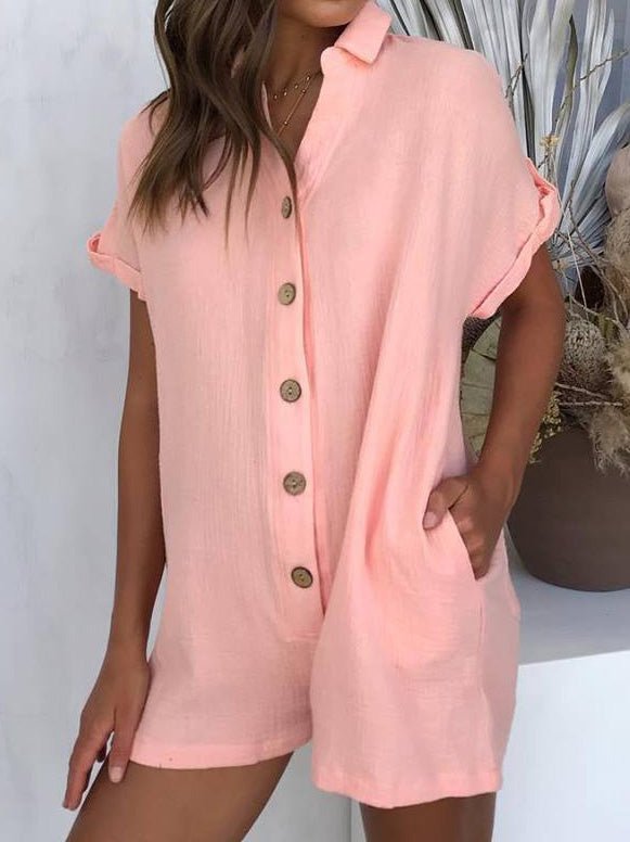 Women's Jumpsuits Shirt Button Pocket Casual Jumpsuit - Jumpsuits - Instastyled | Online Fashion Free Shipping Clothing, Dresses, Tops, Shoes - 02/03/2022 - 30-40 - Bottoms