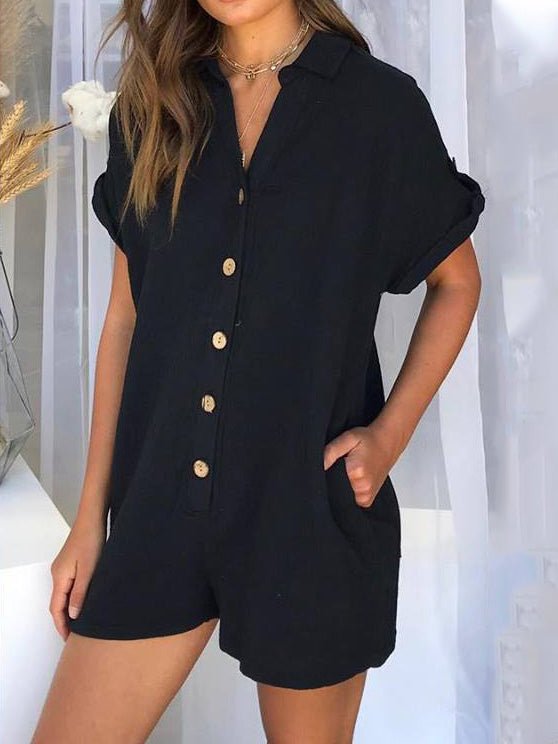 Women's Jumpsuits Shirt Button Pocket Casual Jumpsuit - Jumpsuits - Instastyled | Online Fashion Free Shipping Clothing, Dresses, Tops, Shoes - 02/03/2022 - 30-40 - Bottoms