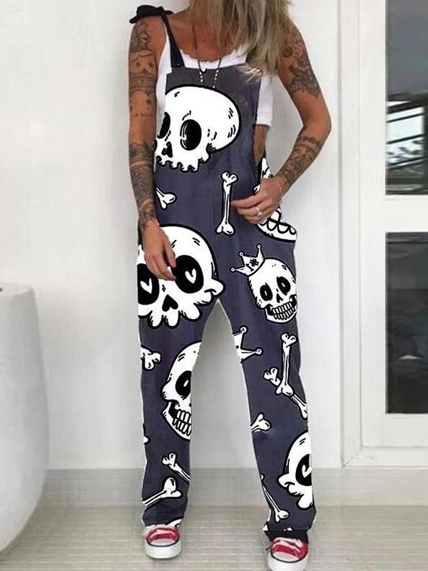 Women's Jumpsuits Skull Print Sleeveless Casual Jumpsuit - Jumpsuits - Instastyled | Online Fashion Free Shipping Clothing, Dresses, Tops, Shoes - 17/08/2022 - 30-40 - bottoms