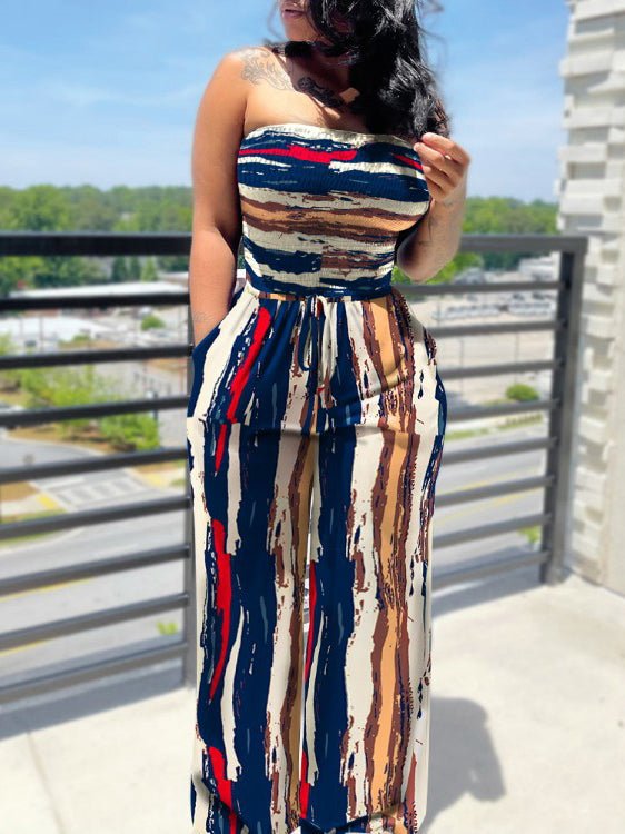 Women's Jumpsuits Slim Fit Sleeveless Bandeau Print Jumpsuit - Jumpsuits - Instastyled | Online Fashion Free Shipping Clothing, Dresses, Tops, Shoes - 10/02/2022 - 30-40 - Bottoms