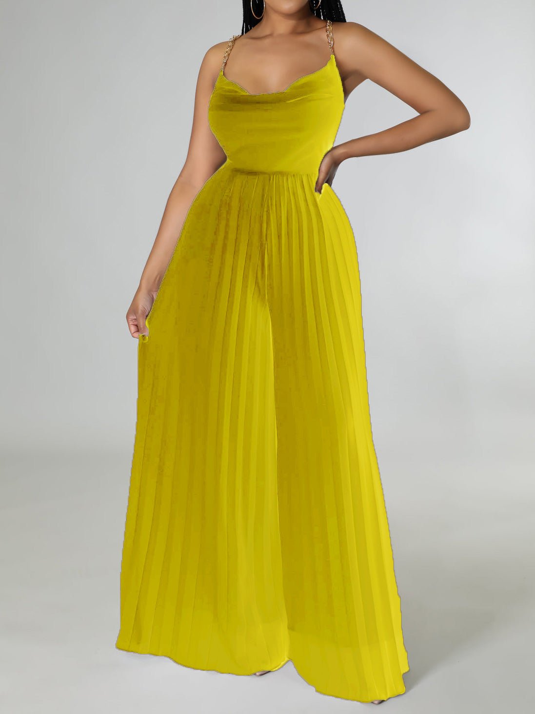 Women's Jumpsuits Sling Backless Pleated Wide-Leg Jumpsuit - Jumpsuits - Instastyled | Online Fashion Free Shipping Clothing, Dresses, Tops, Shoes - 06/06/2022 - 40-50 - Bottoms