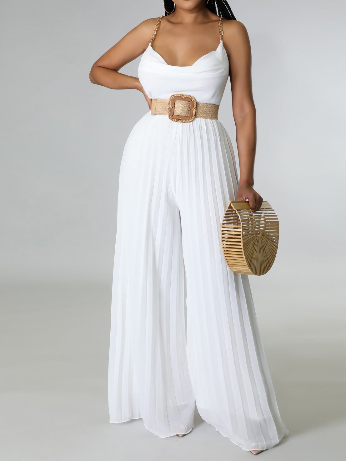 Women's Jumpsuits Sling Backless Pleated Wide-Leg Jumpsuit - Jumpsuits - Instastyled | Online Fashion Free Shipping Clothing, Dresses, Tops, Shoes - 06/06/2022 - 40-50 - Bottoms