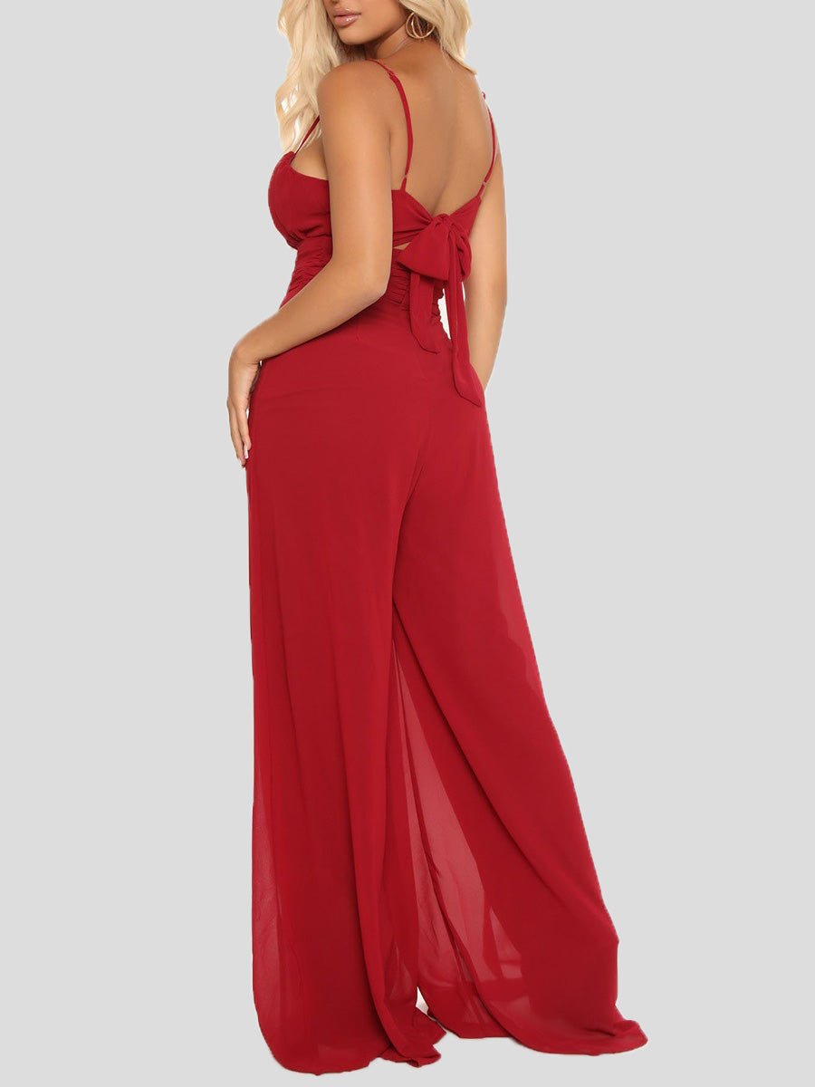 Women's Jumpsuits Sling Bare Back Wide-Leg Jumpsuit - Jumpsuits - Instastyled | Online Fashion Free Shipping Clothing, Dresses, Tops, Shoes - 24/05/2022 - 40-50 - Bottoms