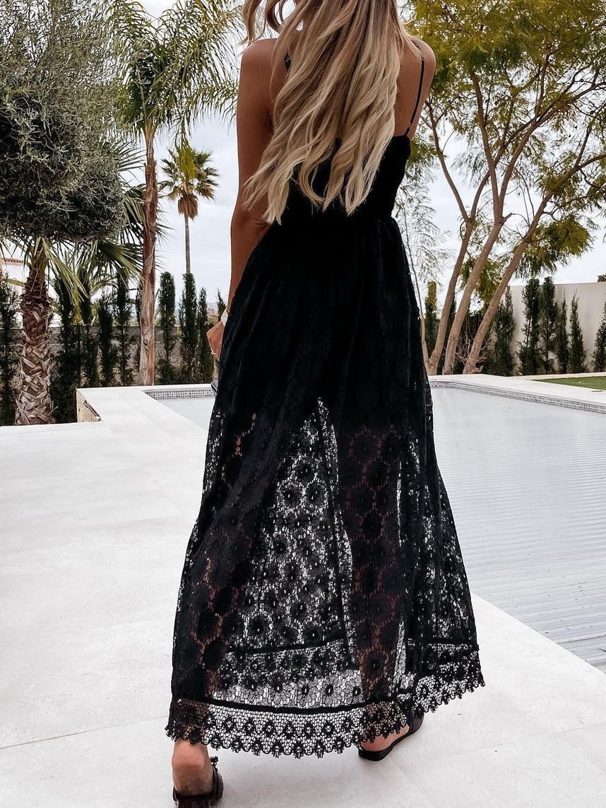 Women's Jumpsuits Sling Lace Hollow Irregular Jumpsuit - Jumpsuits & Rompers - Instastyled | Online Fashion Free Shipping Clothing, Dresses, Tops, Shoes - 07/01/2022 - 40-50 - Bottoms