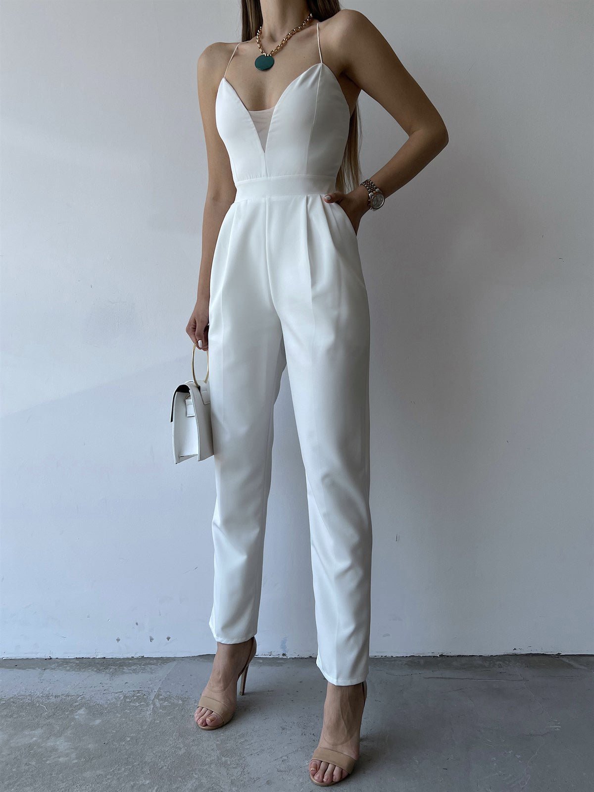 Women's Jumpsuits Sling V-Neck Open Back Slim Fit Jumpsuit - Jumpsuits - Instastyled | Online Fashion Free Shipping Clothing, Dresses, Tops, Shoes - 26/07/2022 - Bottoms - Color_Black