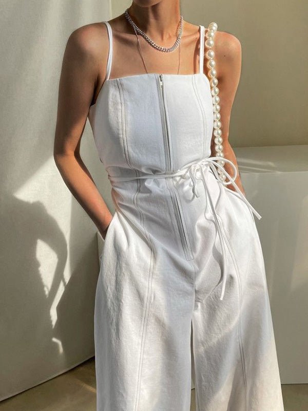 Women's Jumpsuits Sling Zip Pocket High Waist Wide Leg Jumpsuit - Jumpsuits - Instastyled | Online Fashion Free Shipping Clothing, Dresses, Tops, Shoes - 08/08/2022 - Bottoms - Color_Black