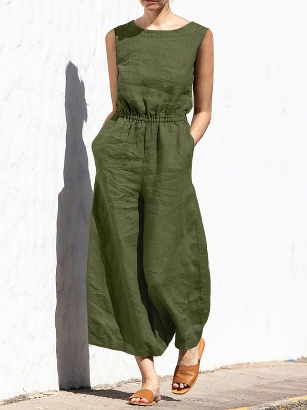 Women's Jumpsuits Solid Elastic Waist Pocket Sleeveless Jumpsuit - Jumpsuits - Instastyled | Online Fashion Free Shipping Clothing, Dresses, Tops, Shoes - 22/06/2022 - 30-40 - Bottoms