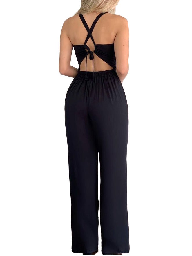 Women's Jumpsuits Solid Hollow Bare Back Sleeveless Jumpsuit - Jumpsuits - Instastyled | Online Fashion Free Shipping Clothing, Dresses, Tops, Shoes - 07/02/2022 - 30-40 - Bottoms