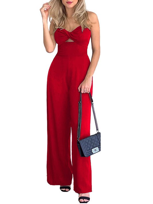 Women's Jumpsuits Solid Hollow Bare Back Sleeveless Jumpsuit - Jumpsuits - Instastyled | Online Fashion Free Shipping Clothing, Dresses, Tops, Shoes - 07/02/2022 - 30-40 - Bottoms