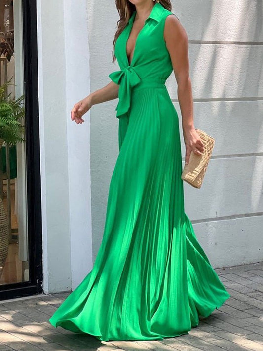 Women's Jumpsuits Solid Lapel Tie Wide-Leg Jumpsuit - Jumpsuits - Instastyled | Online Fashion Free Shipping Clothing, Dresses, Tops, Shoes - 29/08/2022 - Bottoms - Color_Blue