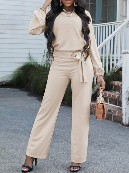 Women's Jumpsuits Solid Long Sleeve Belted Casual Jumpsuit - Jumpsuits - Instastyled | Online Fashion Free Shipping Clothing, Dresses, Tops, Shoes - 21/06/2022 - 30-40 - Bottoms