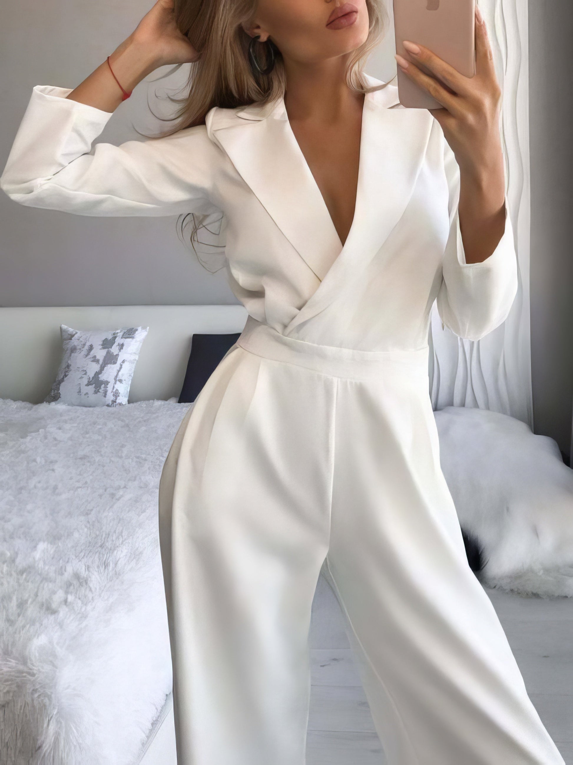 Jumpsuits - Solid Long Sleeve Slim Fit Jumpsuit - MsDressly