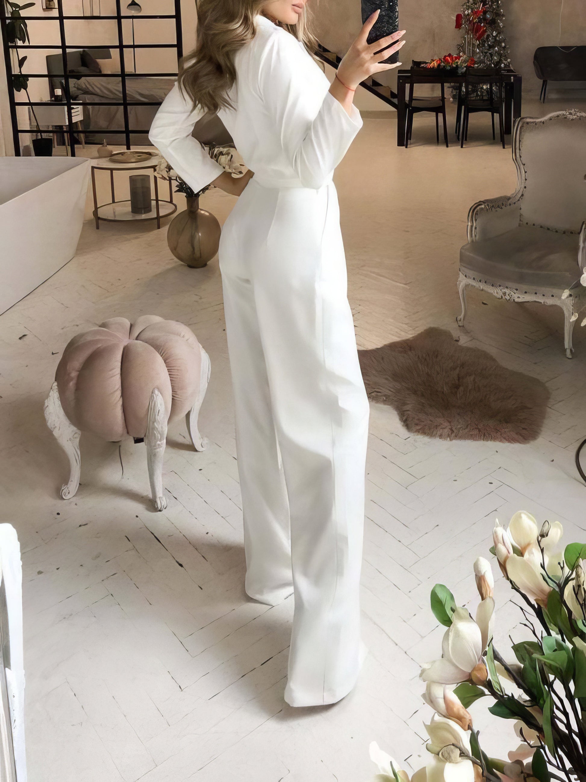 Jumpsuits - Solid Long Sleeve Slim Fit Jumpsuit - MsDressly