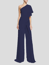 Women's Jumpsuits Solid One Shoulder Wide Leg Jumpsuit - Jumpsuits & Rompers - Instastyled | Online Fashion Free Shipping Clothing, Dresses, Tops, Shoes - 22/01/2022 - Bottoms - color-black