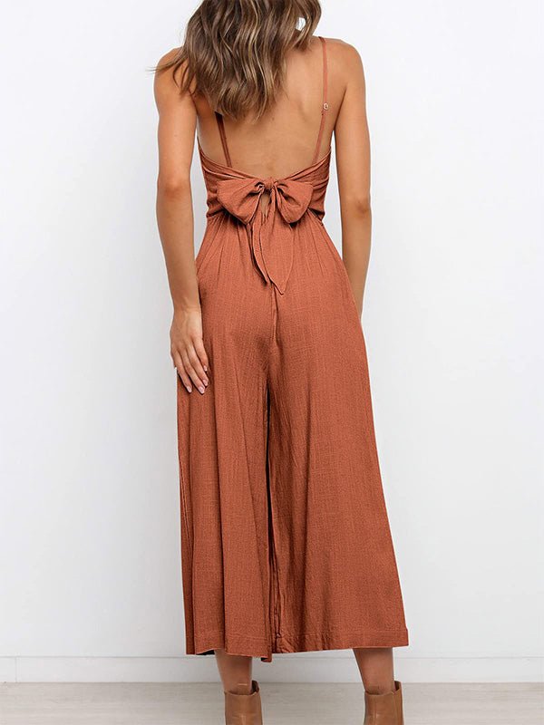 Women's Jumpsuits Solid Sling Open Back Sleeveless Jumpsuit - Jumpsuits - Instastyled | Online Fashion Free Shipping Clothing, Dresses, Tops, Shoes - 30-40 - 30/05/2022 - Bottoms