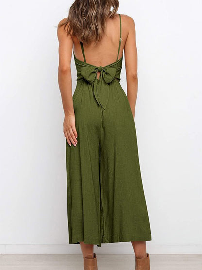 Women's Jumpsuits Solid Sling Open Back Sleeveless Jumpsuit - Jumpsuits - Instastyled | Online Fashion Free Shipping Clothing, Dresses, Tops, Shoes - 30-40 - 30/05/2022 - Bottoms