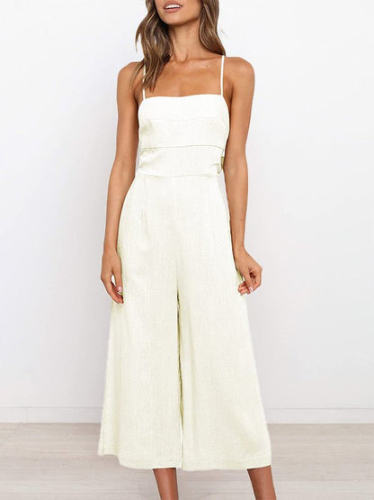 Women's Jumpsuits Solid Sling Open Back Sleeveless Jumpsuit - Jumpsuits - Instastyled | Online Fashion Free Shipping Clothing, Dresses, Tops, Shoes - 30-40 - 30/05/2022 - Bottoms