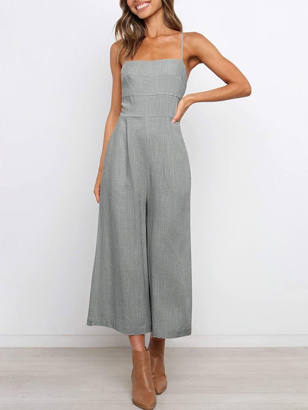 Women's Jumpsuits Solid Sling Open Back Sleeveless Jumpsuit - Jumpsuits - Instastyled | Online Fashion Free Shipping Clothing, Dresses, Tops, Shoes - 30-40 - 30/05/2022 - Bottoms